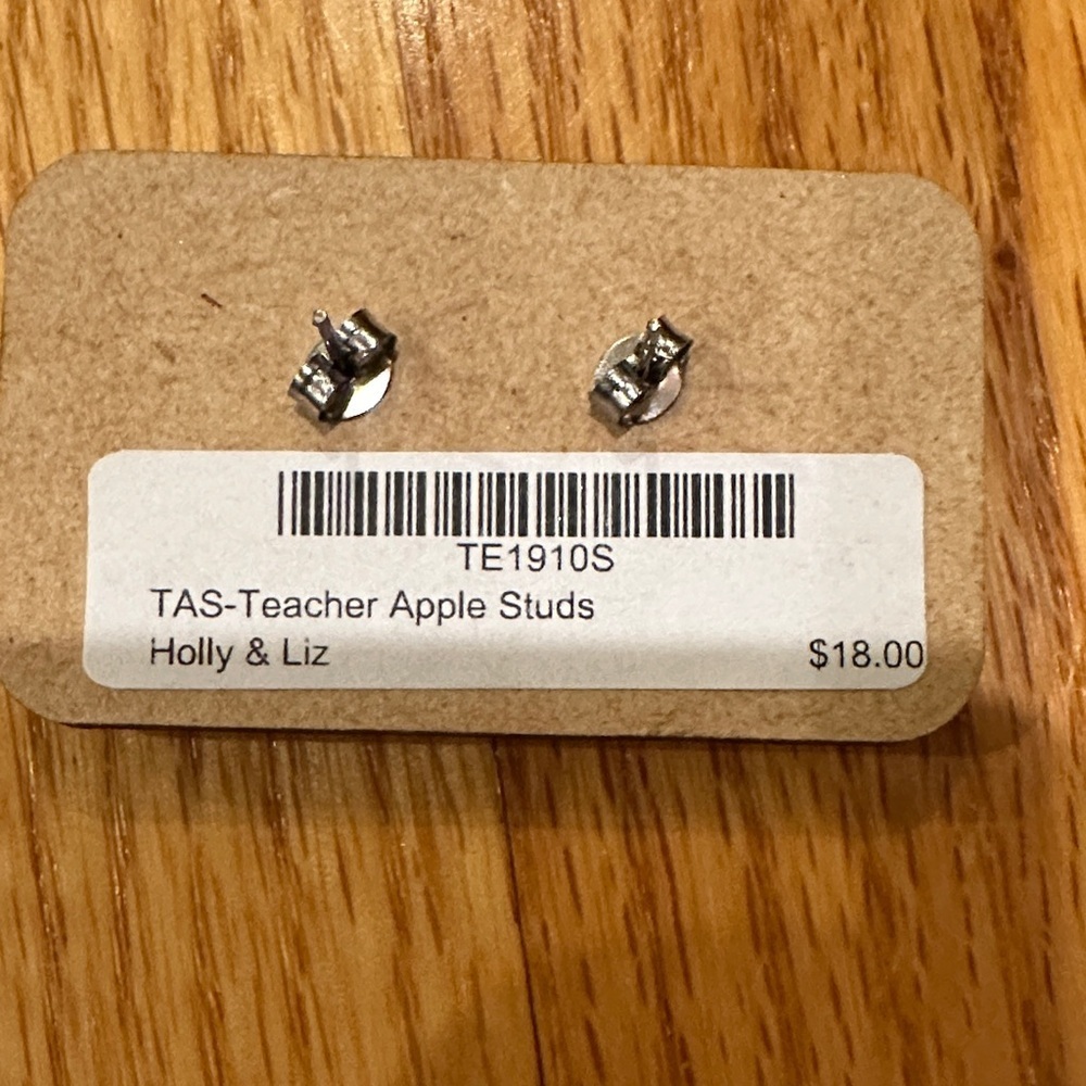Brown Teacher Apple Earrings - Picture 2 of 2